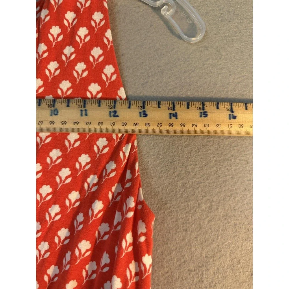 Boden Dress Womens 8 Red Floral V Neck Sleeveless Jersey Maxi Sundress Boho
